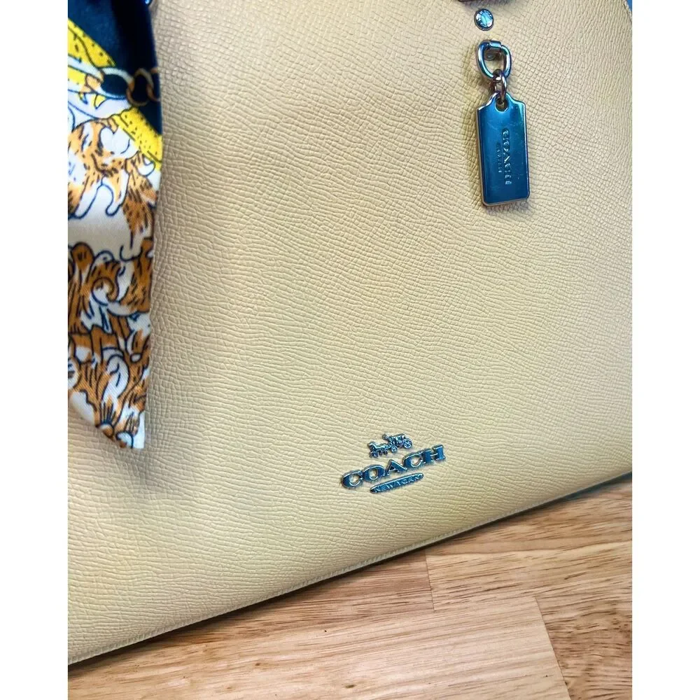 Coach Katy Satchel 2553 Vanilla Butter Yellow | Crossgrain Leather Bag - Picture 2 of 13